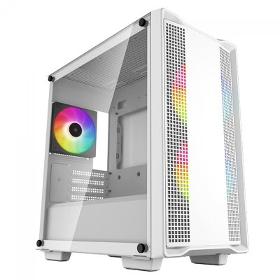 Gabinete DeepCool CC360 Branco Lateral Vidro mATX c/ 3 Coolers ARGB